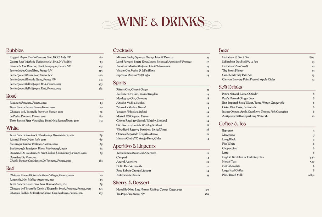 Menus Tapas Bar & Restaurant Queenstown Bay